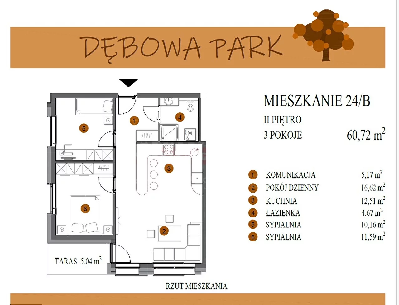 3 pokoje, mieszkanie 60,72 m², piętro 2, oferta nr , 15422, Gogolin