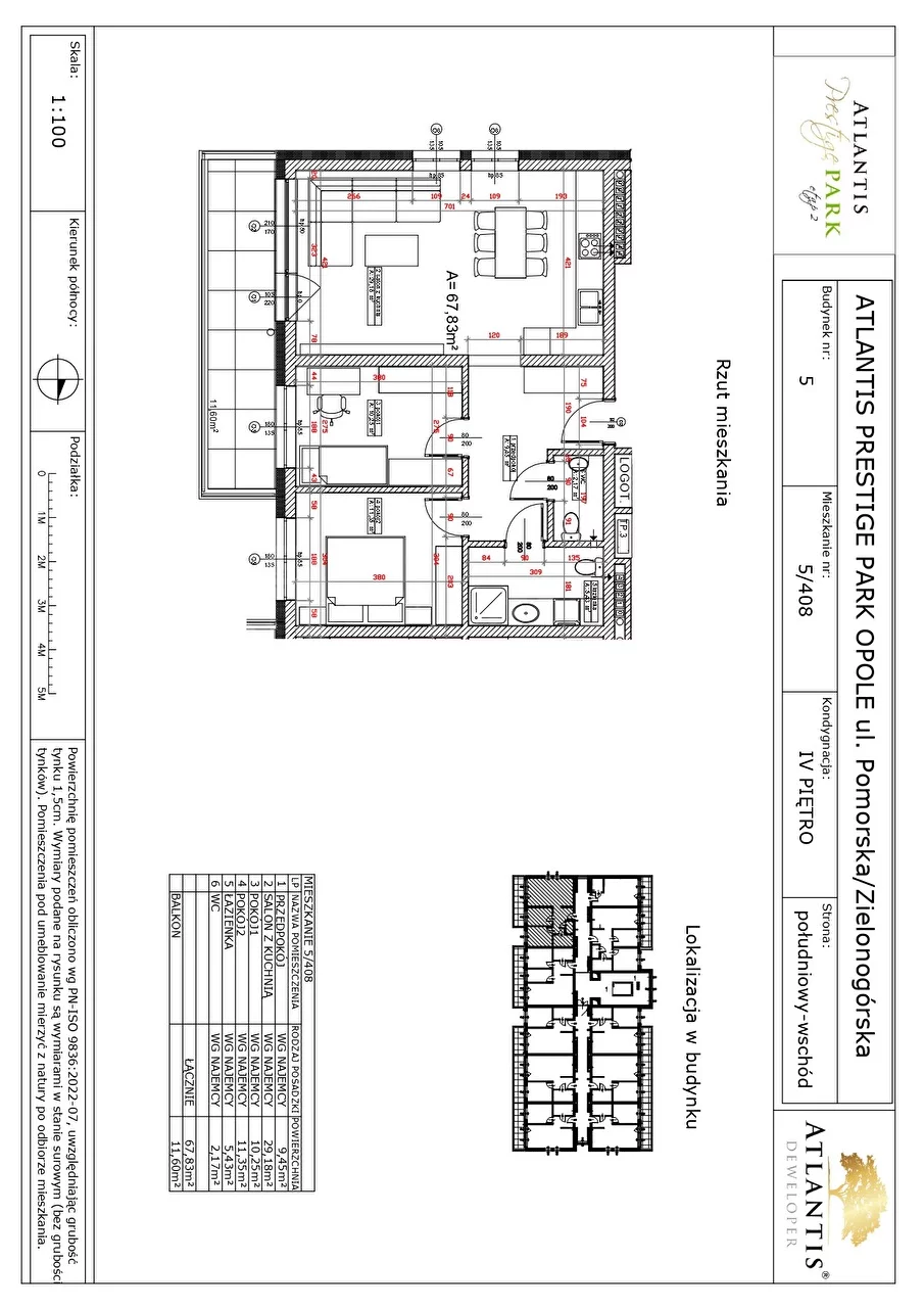 3 pokoje, mieszkanie 67,83 m², piętro 4, oferta nr , 16357, Opole, Malinka
