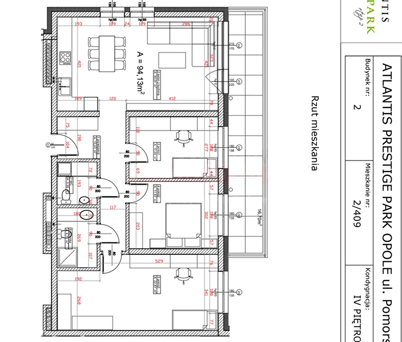 4 pokoje, mieszkanie 94,13 m², piętro 4, oferta nr , 15549, Opole, Malinka