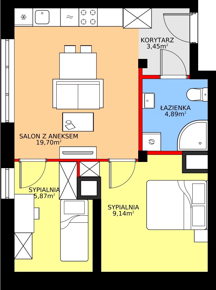 Zalety mieszkania 43.05 m², 1/23