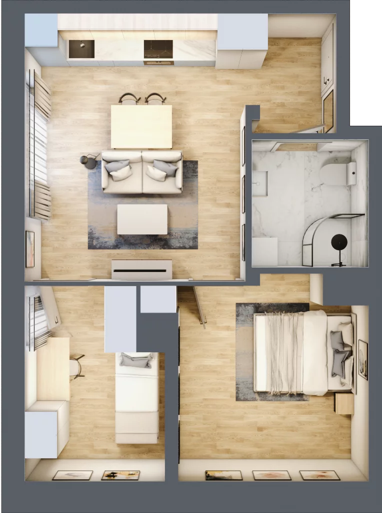 2 pokoje, mieszkanie 43,05 m², piętro 3, oferta nr 1/23, Osiedle Kościuszki - Osiedle Premium, Brzeg, ul. Kościuszki