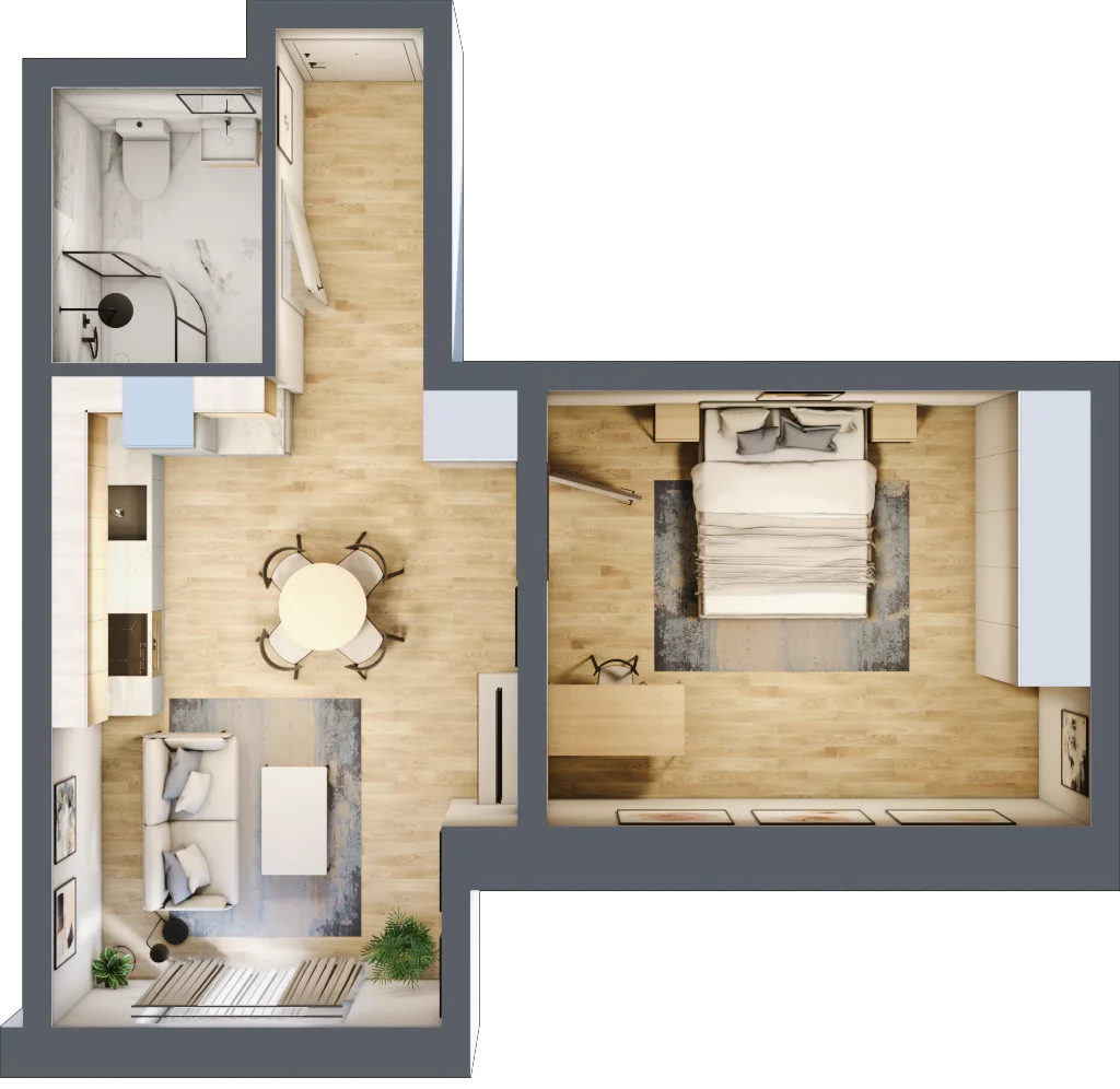 2 pokoje, mieszkanie 39,71 m², piętro 3, oferta nr 1/24, Osiedle Kościuszki - Osiedle Premium, Brzeg, ul. Kościuszki