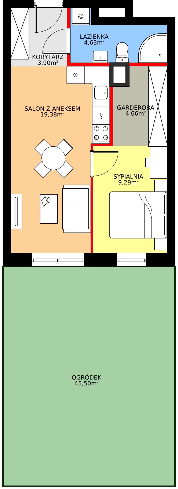 Zalety mieszkania 41.86 m², 1/4