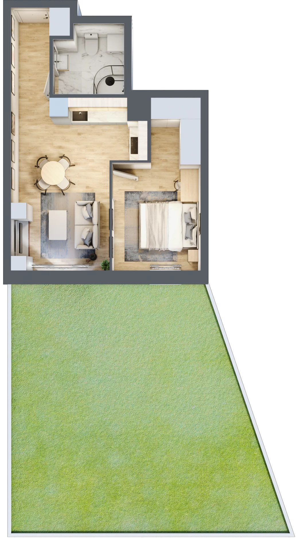 2 pokoje, mieszkanie 41,27 m², parter, oferta nr 1/5, Osiedle Kościuszki - Osiedle Premium, Brzeg, ul. Kościuszki