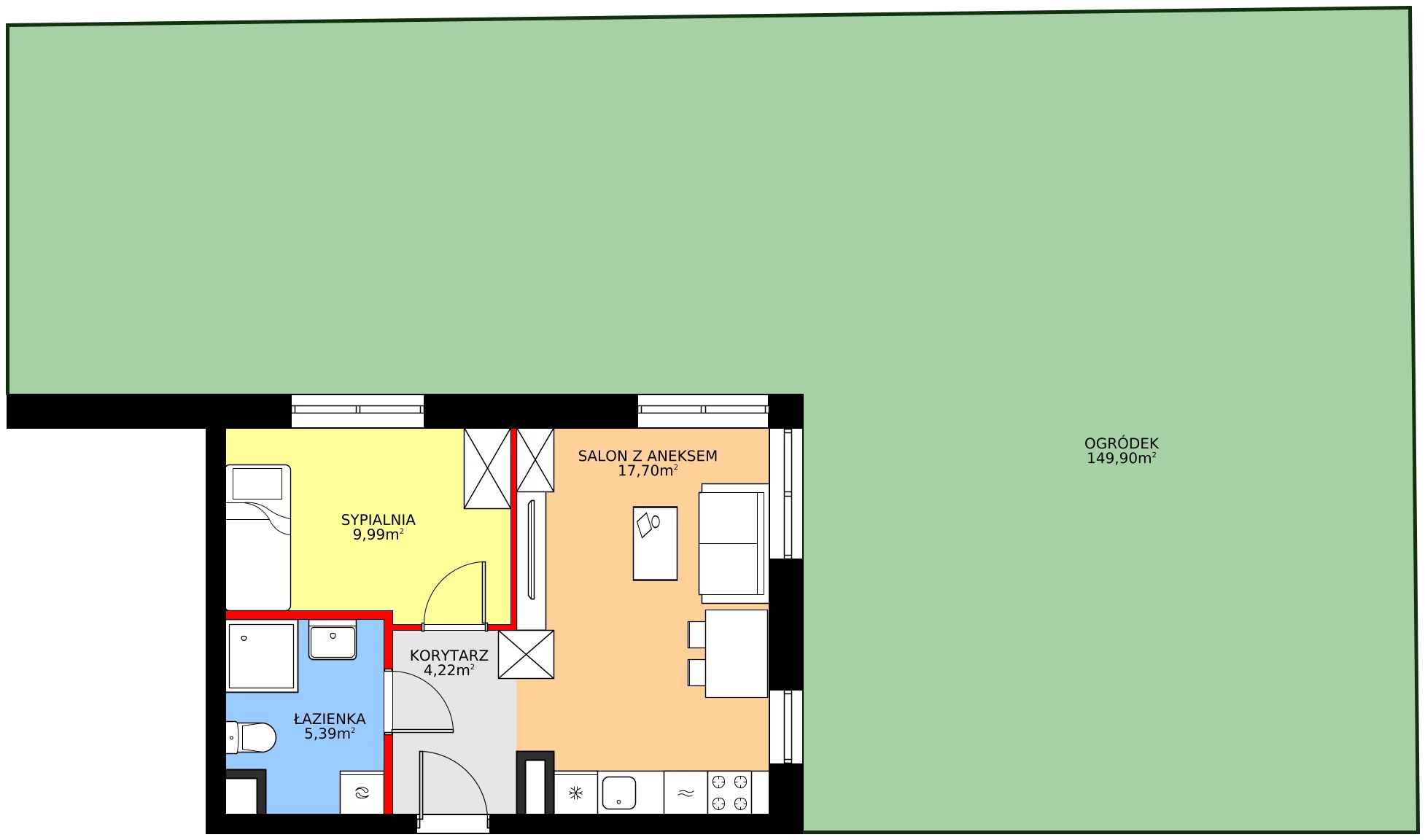 Zalety mieszkania 37.3 m², 1/7
