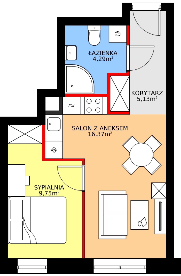 Zalety mieszkania 35.54 m², 1/10