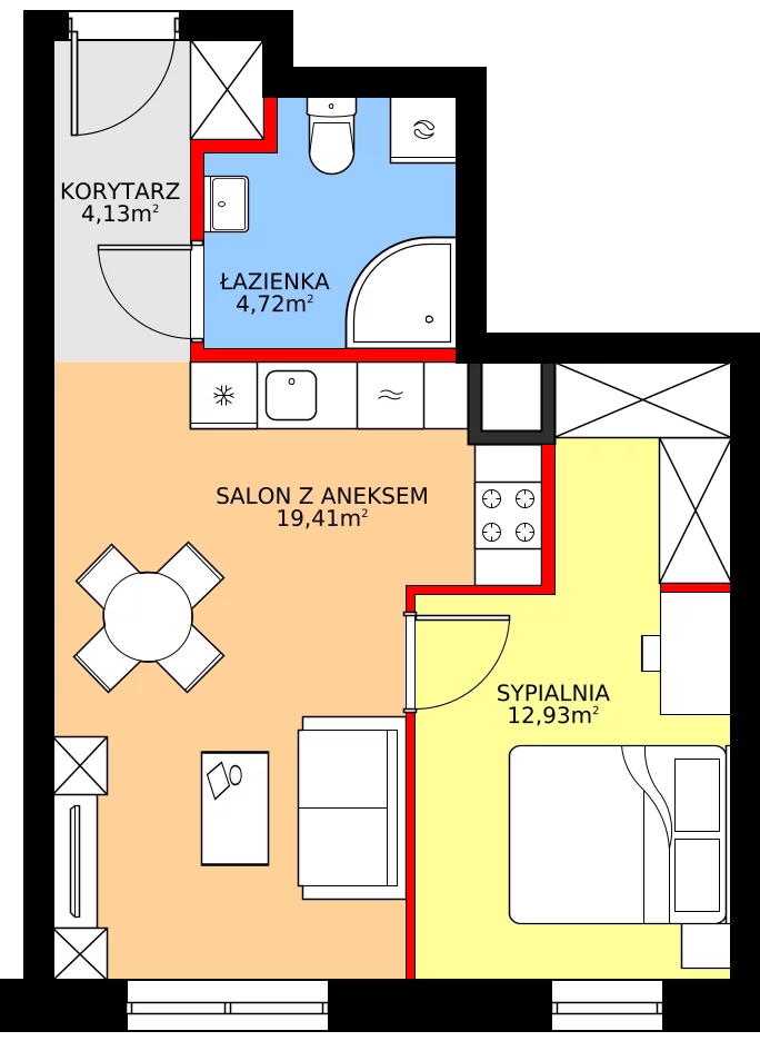 Zalety mieszkania 41.19 m², 1/12