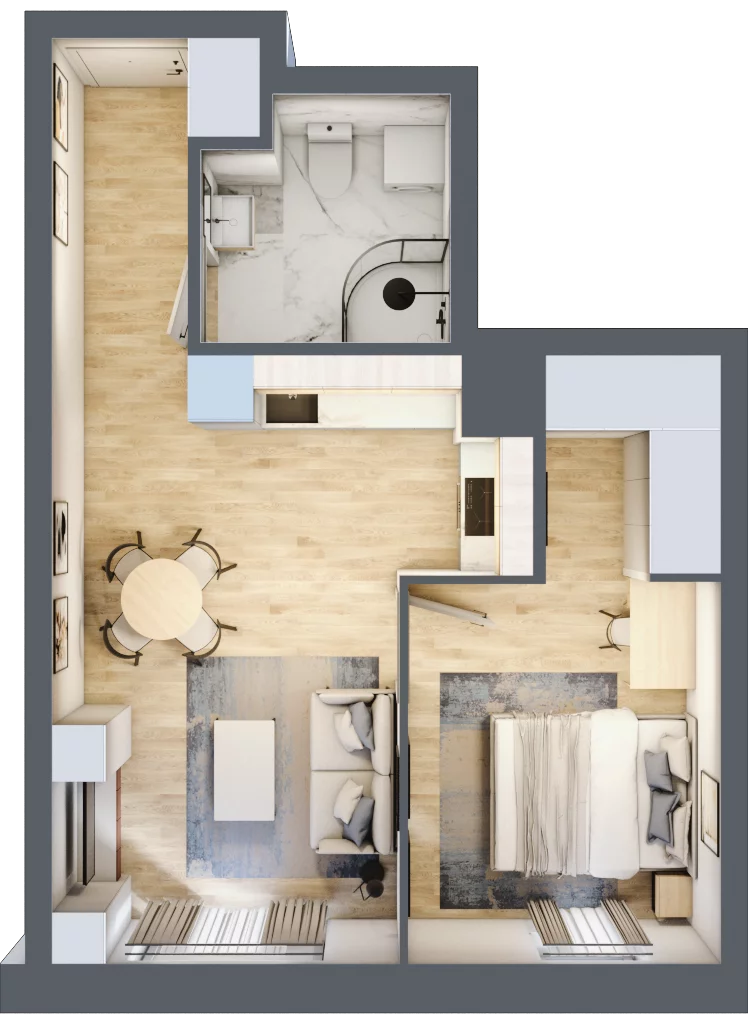 2 pokoje, mieszkanie 41,19 m², piętro 1, oferta nr 1/12, Osiedle Kościuszki - Osiedle Premium, Brzeg, ul. Kościuszki