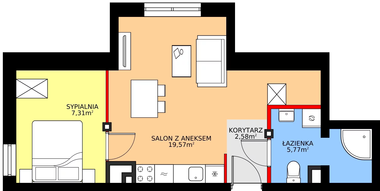 Zalety mieszkania 35.23 m², 1/22