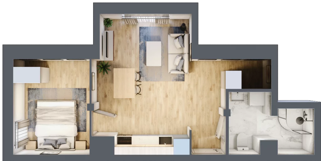 2 pokoje, mieszkanie 35,23 m², piętro 3, oferta nr 1/22, Osiedle Kościuszki - Osiedle Premium, Brzeg, ul. Kościuszki