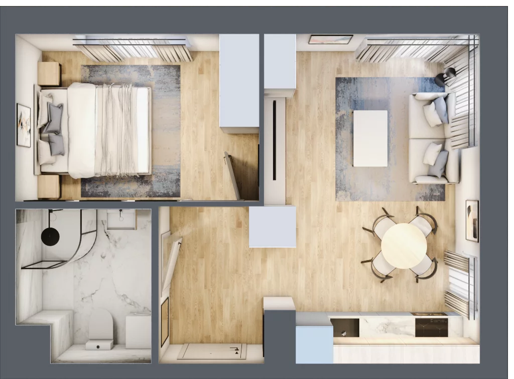 2 pokoje, mieszkanie 37,34 m², piętro 1, oferta nr 1/14, Osiedle Kościuszki - Osiedle Premium, Brzeg, ul. Kościuszki
