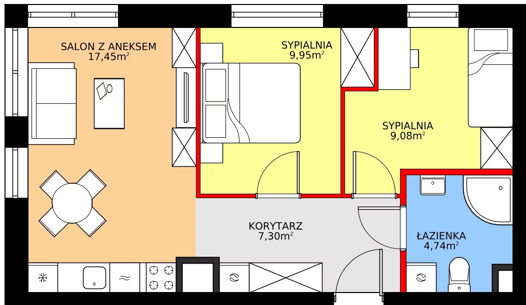 Zalety mieszkania 48.52 m², 1/8