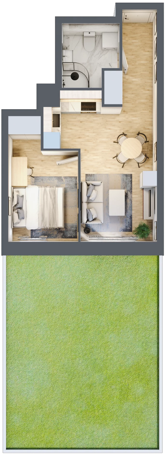 2 pokoje, mieszkanie 35,54 m², parter, oferta nr 1/3, Osiedle Kościuszki - Osiedle Premium, Brzeg, ul. Kościuszki