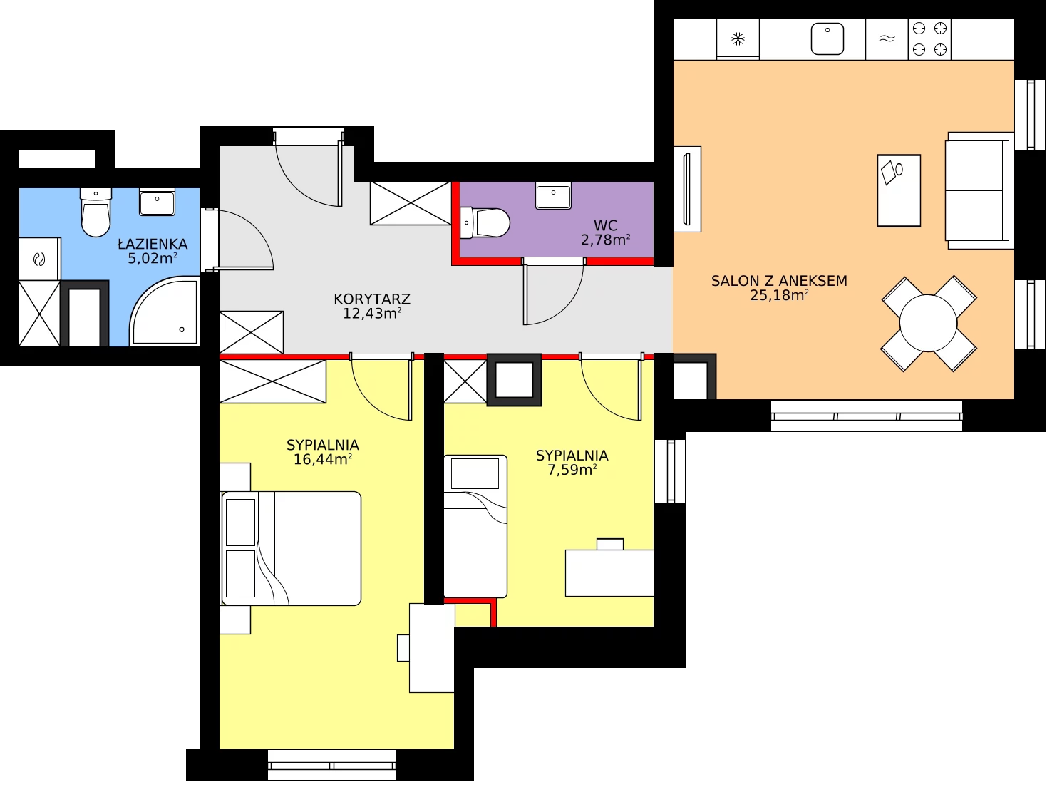 Zalety mieszkania 69.44 m², 1/25