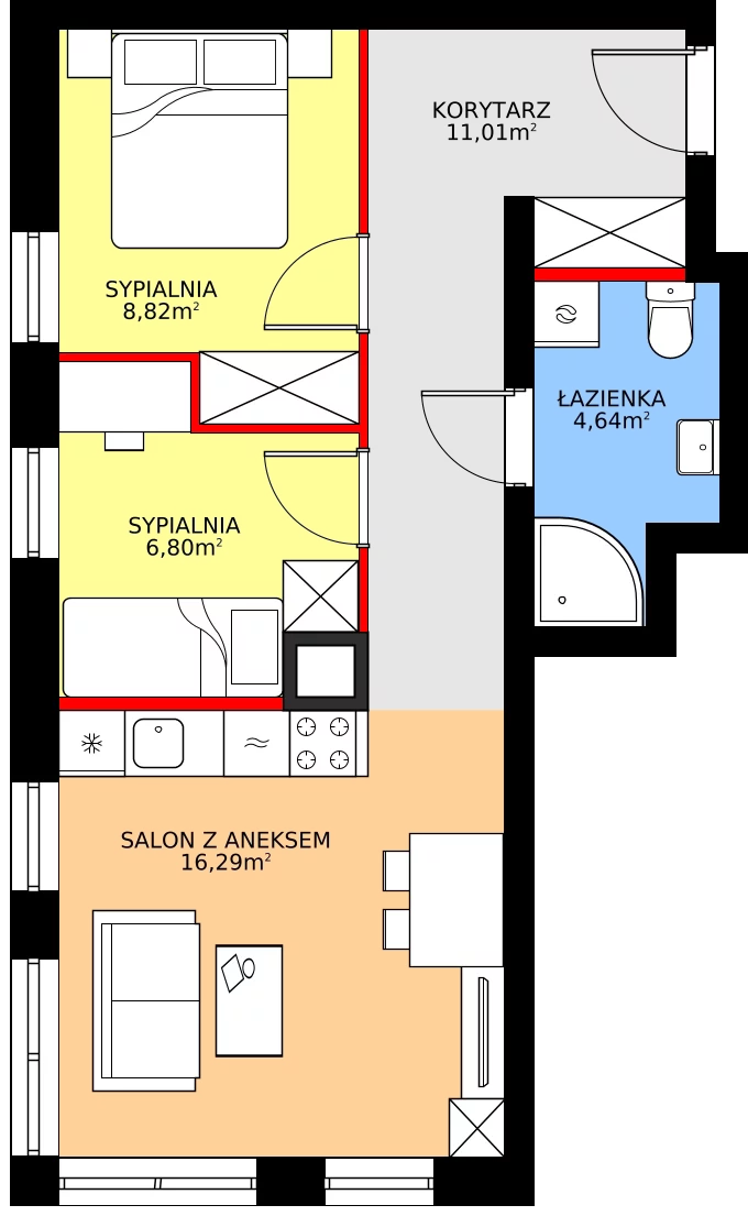 Zalety mieszkania 47.56 m², 1/9