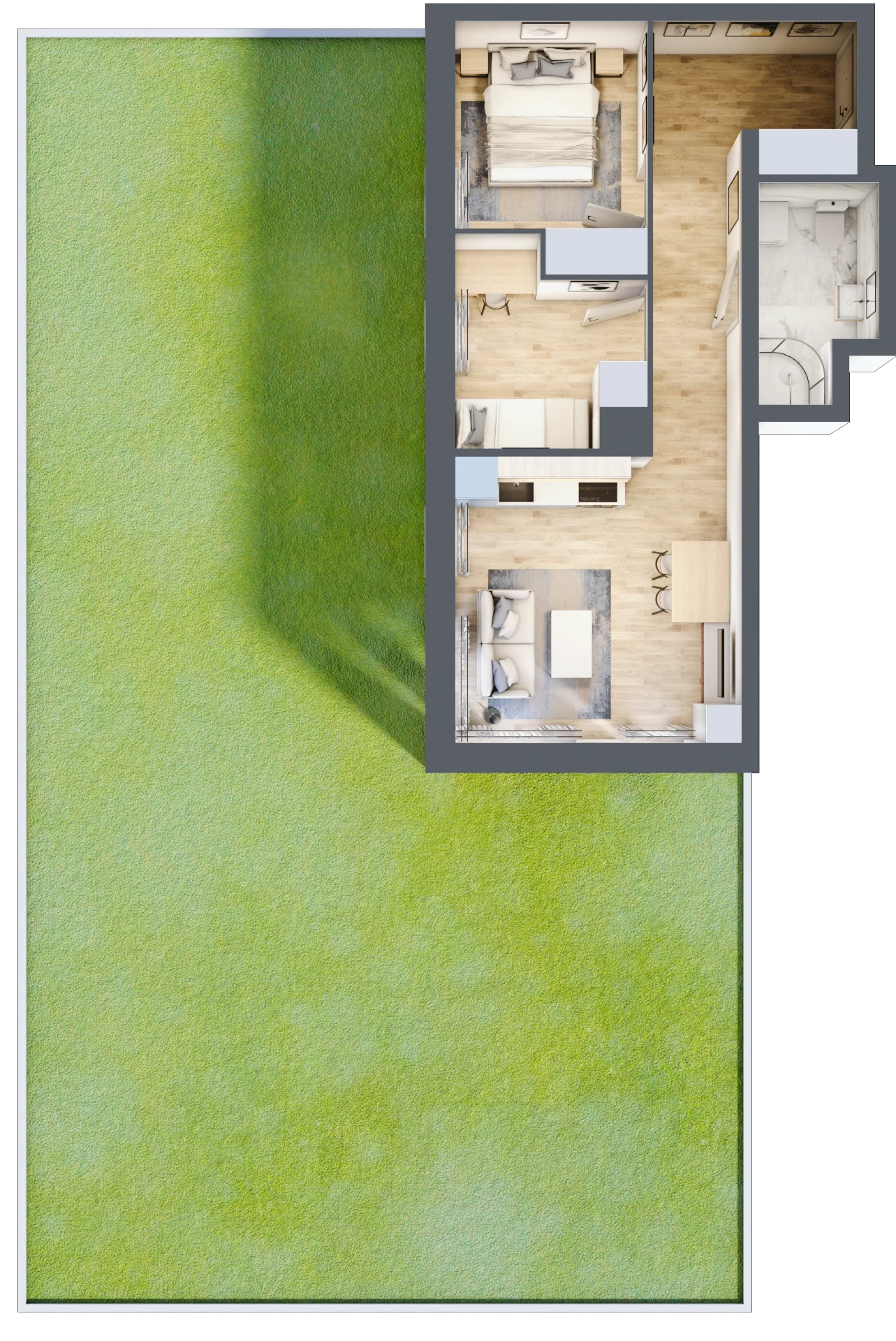 3 pokoje, mieszkanie 47,56 m², parter, oferta nr 1/2, Osiedle Kościuszki - Osiedle Premium, Brzeg, ul. Kościuszki
