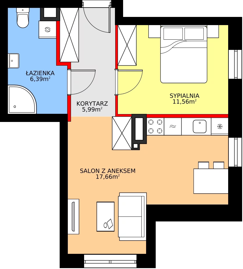 Zalety mieszkania 41.6 m², 2/22