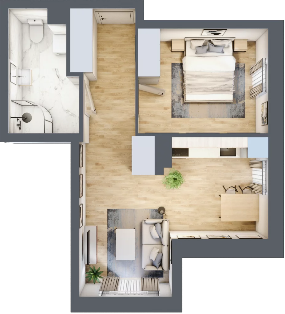 2 pokoje, mieszkanie 41,60 m², piętro 3, oferta nr 2/22, Osiedle Kościuszki - Osiedle Premium, Brzeg, ul. Kościuszki
