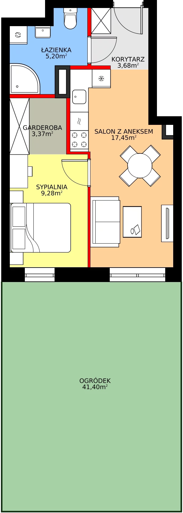 Zalety mieszkania 38.98 m², 2/4