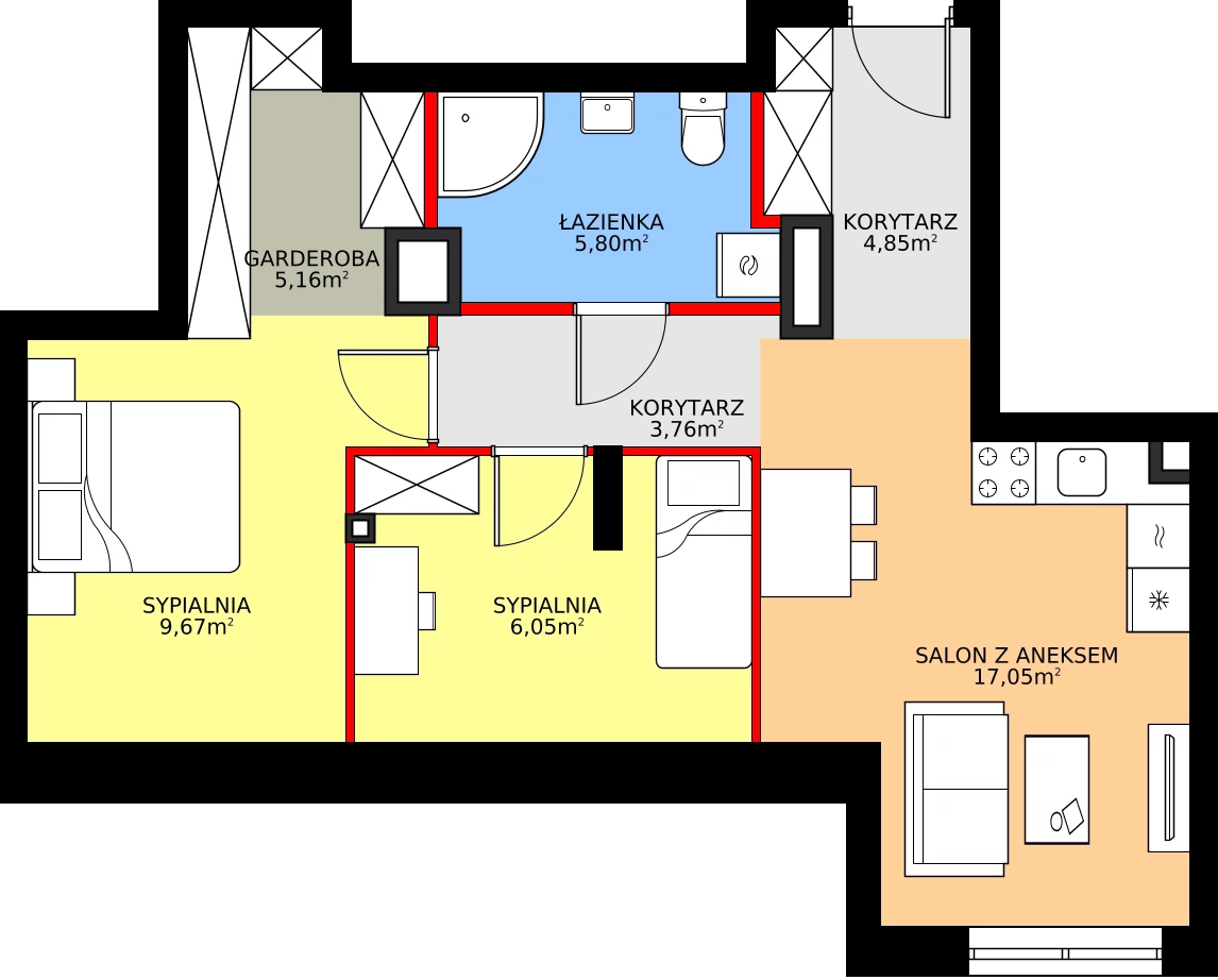 Zalety mieszkania 52.34 m², 2/21