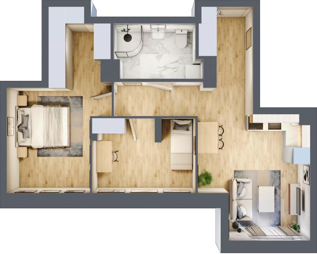 3 pokoje, mieszkanie 52,34 m², piętro 3, oferta nr 2/21, Osiedle Kościuszki - Osiedle Premium, Brzeg, ul. Kościuszki