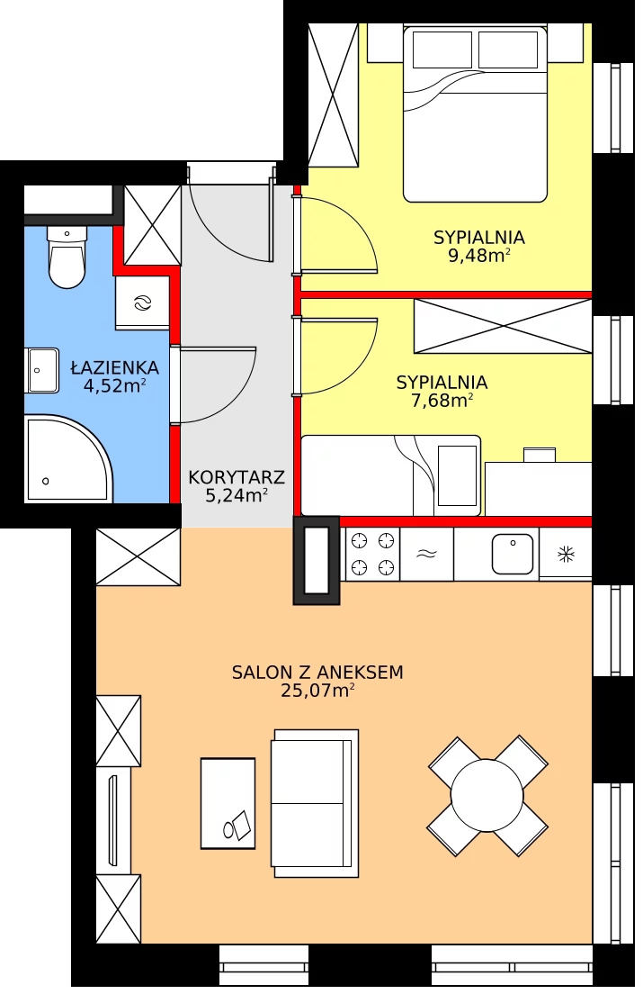 Zalety mieszkania 51.99 m², 2/17