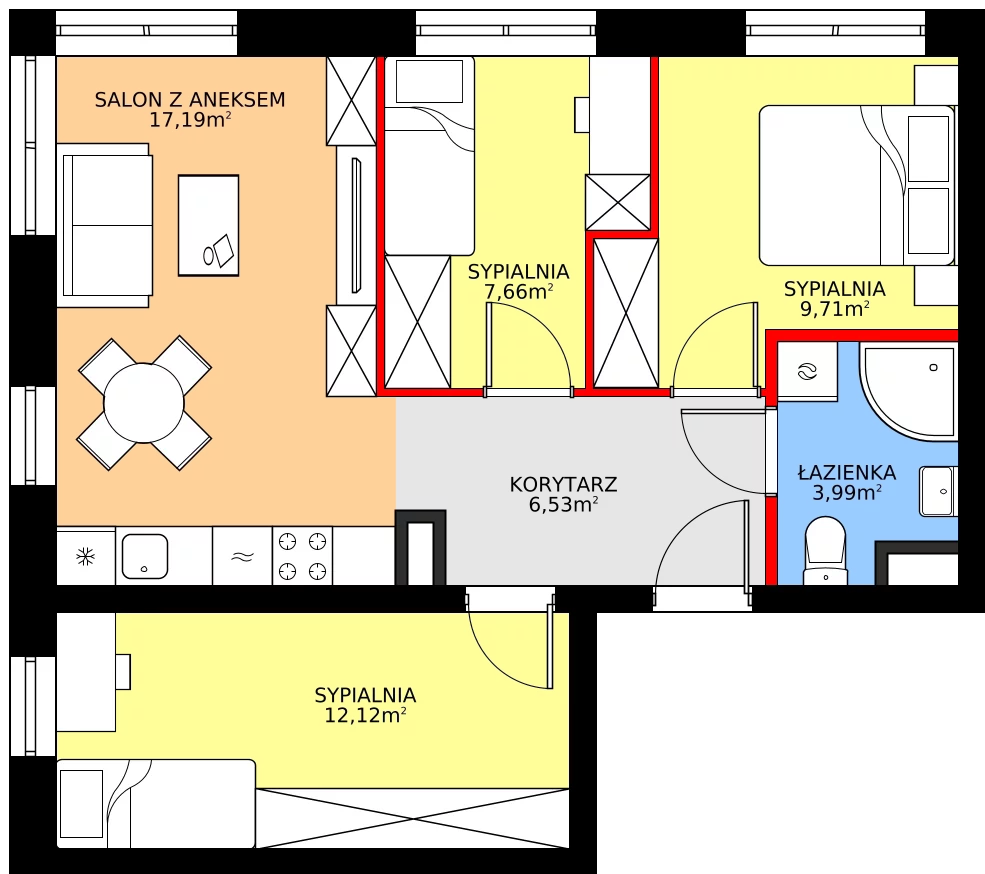 Zalety mieszkania 57.2 m², 2/7