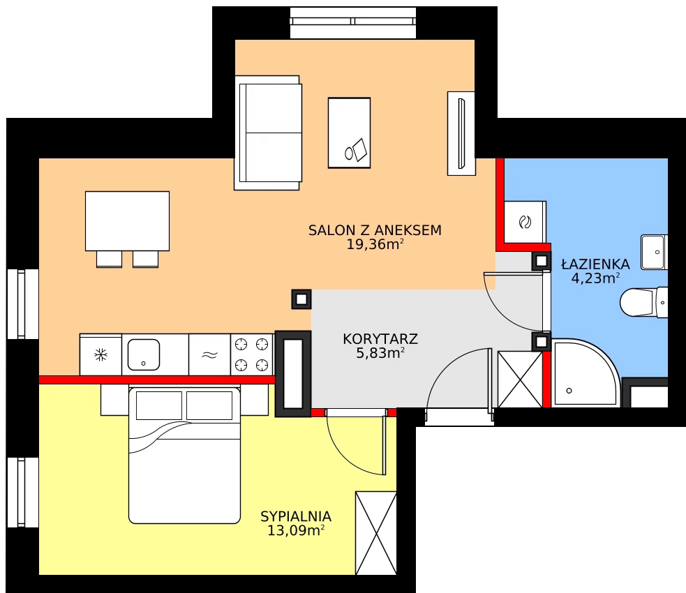 Zalety mieszkania 42.51 m², 2/19