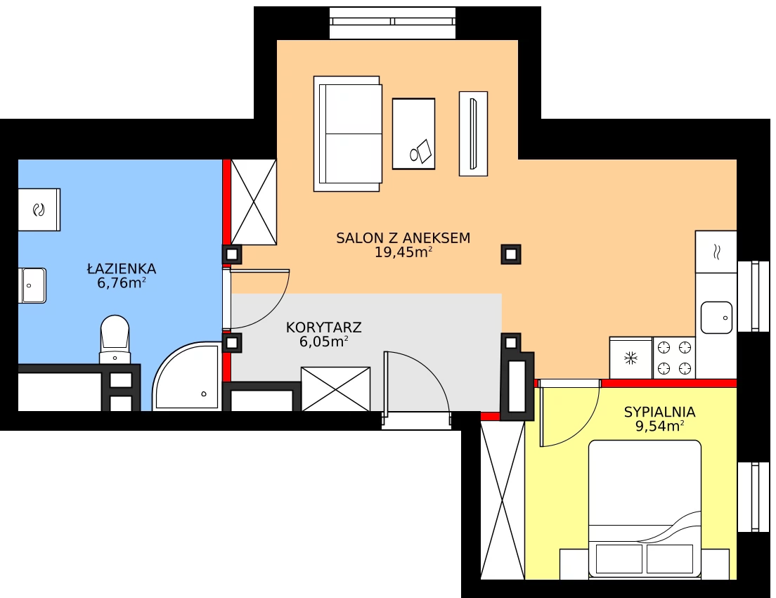 Zalety mieszkania 41.8 m², 2/23