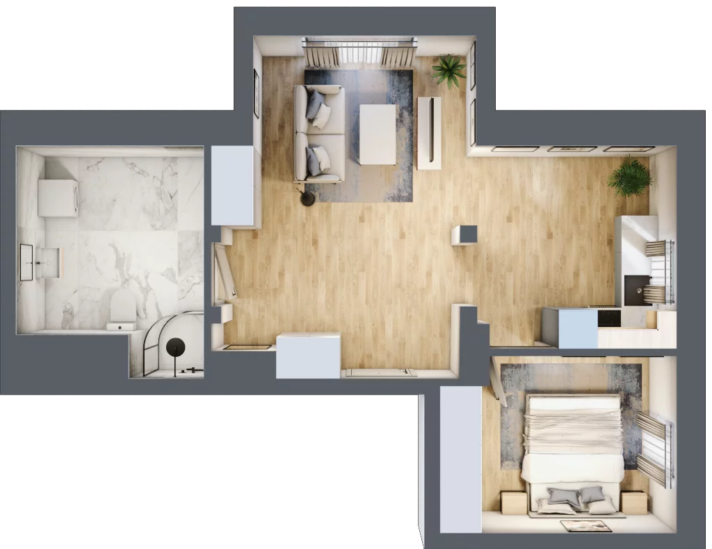2 pokoje, mieszkanie 41,80 m², piętro 3, oferta nr 2/23, Osiedle Kościuszki - Osiedle Premium, Brzeg, ul. Kościuszki