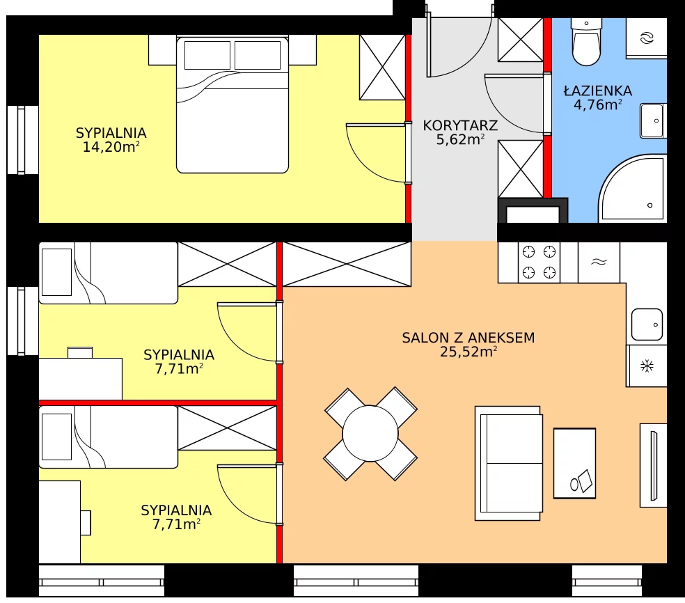 Zalety mieszkania 65.52 m², 2/14