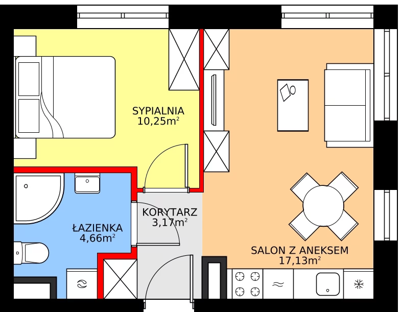 Zalety mieszkania 35.21 m², 2/18