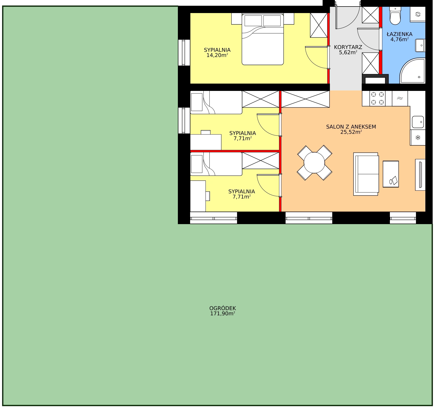 Zalety mieszkania 65.52 m², 2/2