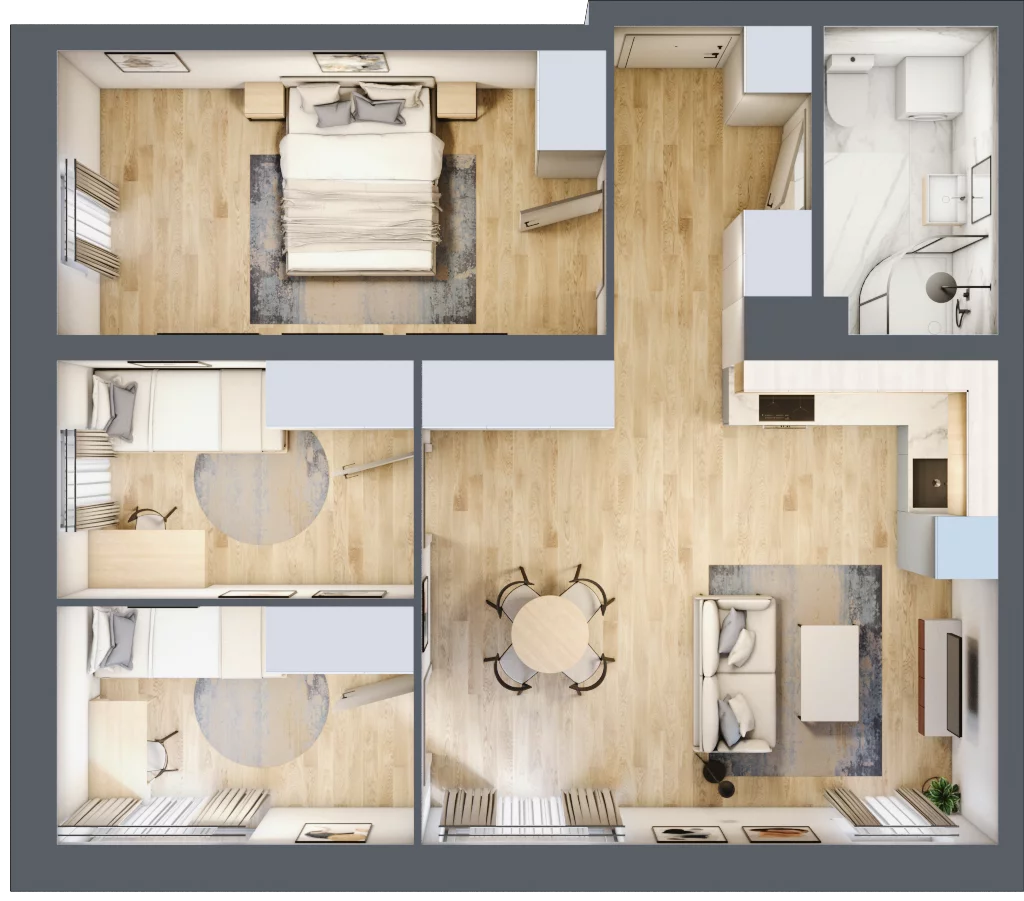 3 pokoje, mieszkanie 65,52 m², piętro 1, oferta nr 2/8, Osiedle Kościuszki - Osiedle Premium, Brzeg, ul. Kościuszki