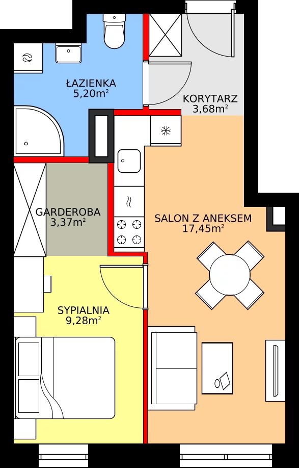 Zalety mieszkania 38.98 m², 2/10