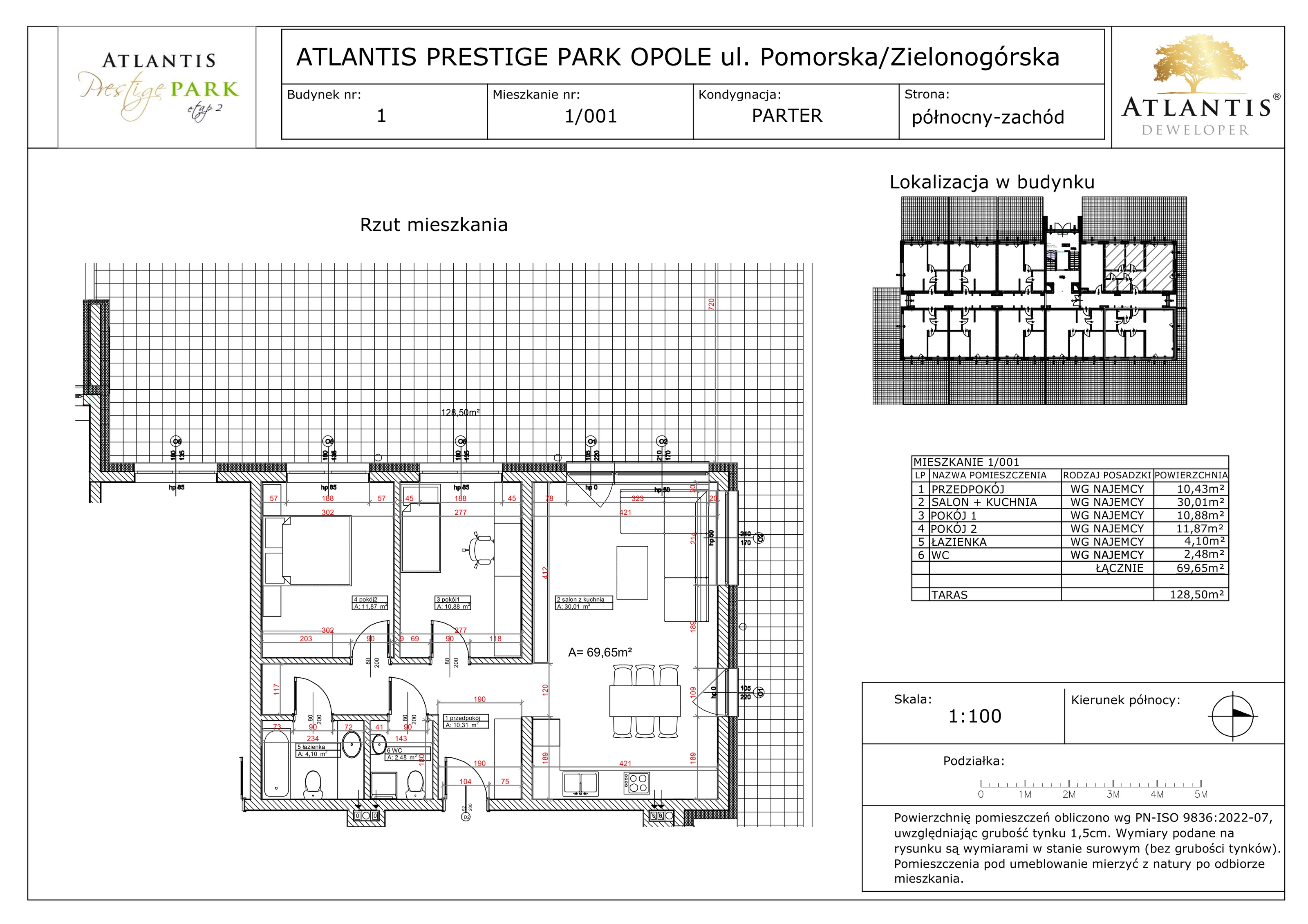 Apartament 69,65 m², parter, oferta nr 1/001, Atlantis Prestige Park Etap 2, Opole, Malinka, ul. Pomorska / Zielonogórska / Harcmistrza Kamińskiego