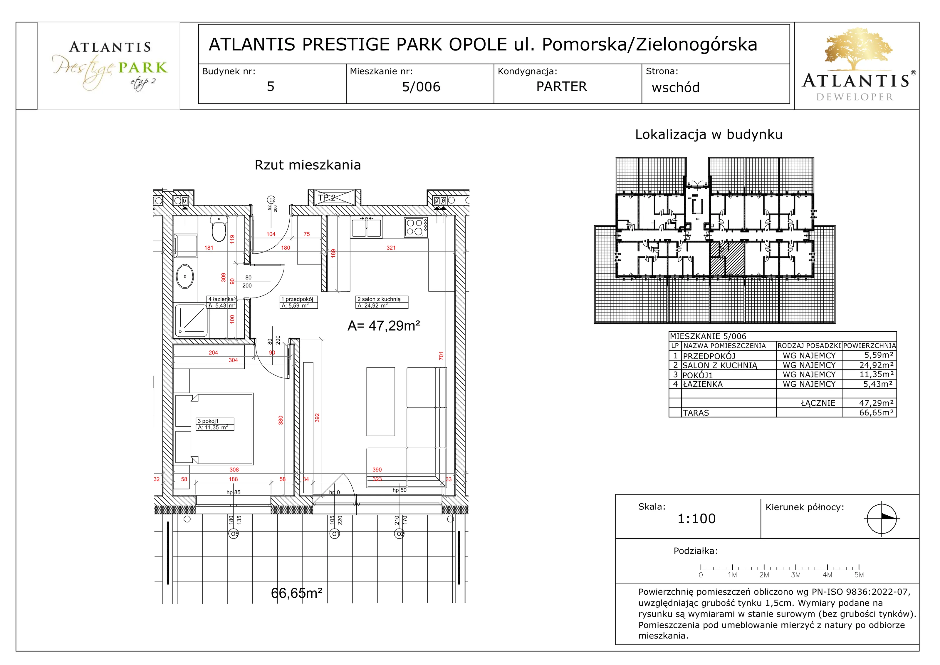 2 pokoje, apartament 47,29 m², parter, oferta nr 5/006, Atlantis Prestige Park, Opole, Malinka, ul. Pomorska / Zielonogórska / Harcmistrza Kamińskiego