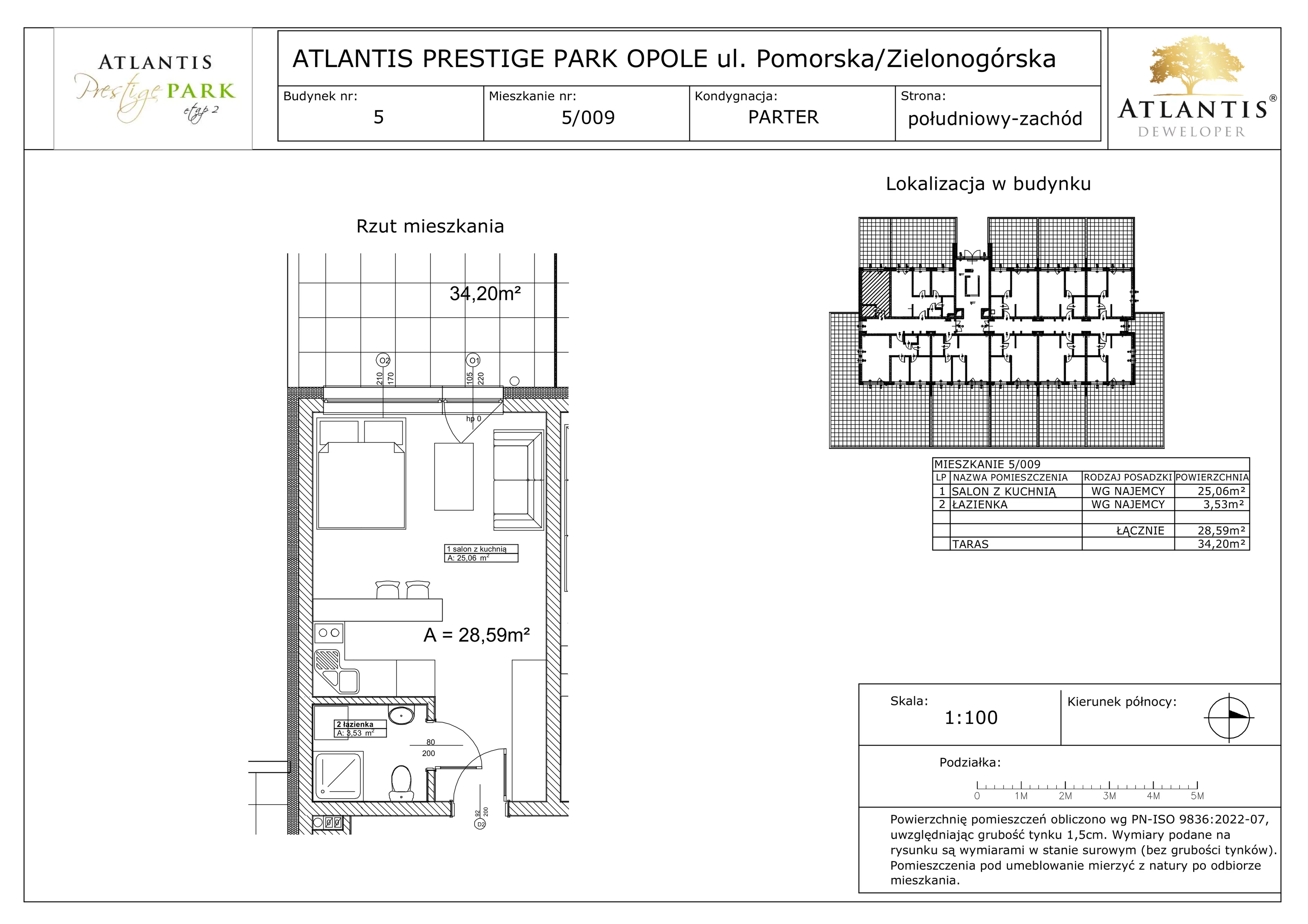 1 pokój, apartament 28,59 m², parter, oferta nr 5/009, Atlantis Prestige Park, Opole, Malinka, ul. Pomorska / Zielonogórska / Harcmistrza Kamińskiego