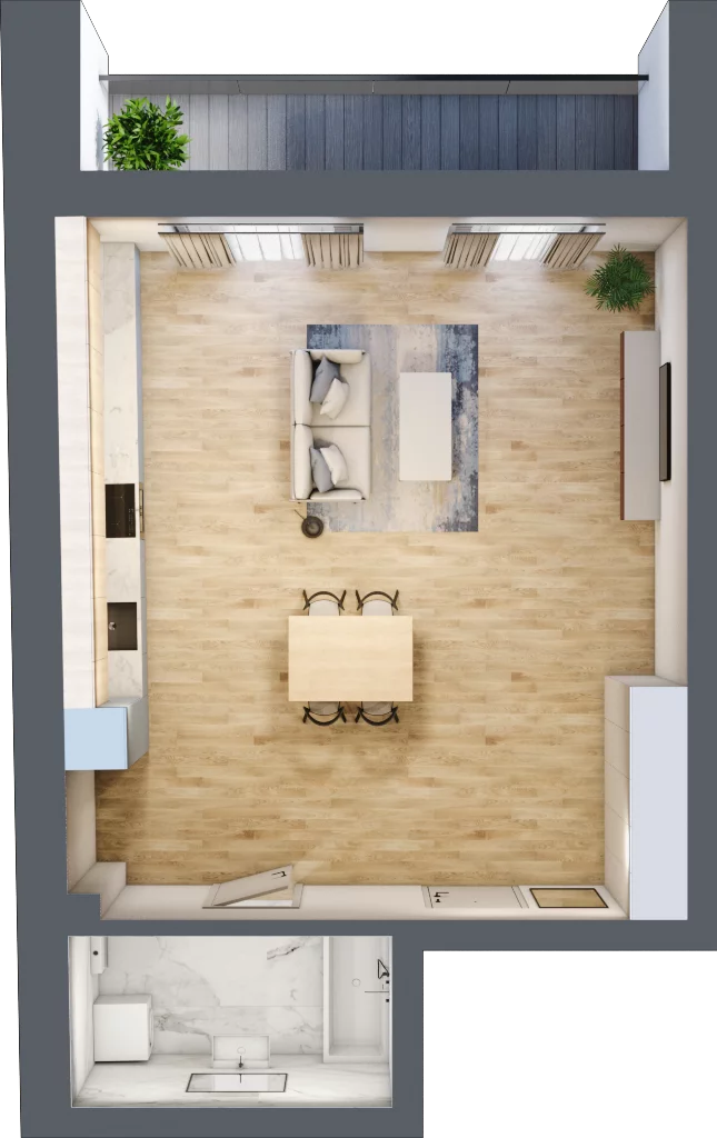 1 pokój, apartament 47,65 m², piętro 1, oferta nr 1_9, New Iron, Łódź, Śródmieście, ul. Andrzeja Struga 22