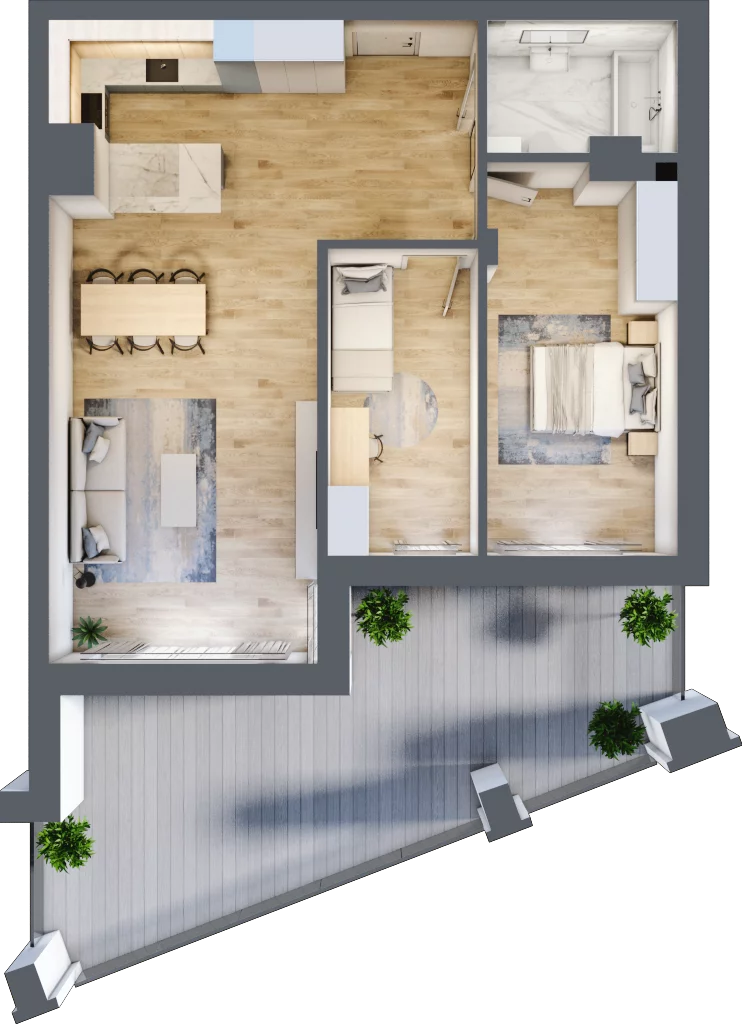 3 pokoje, apartament 76,53 m², piętro 1, oferta nr 1_2, New Iron, Łódź, Śródmieście, ul. Andrzeja Struga 22
