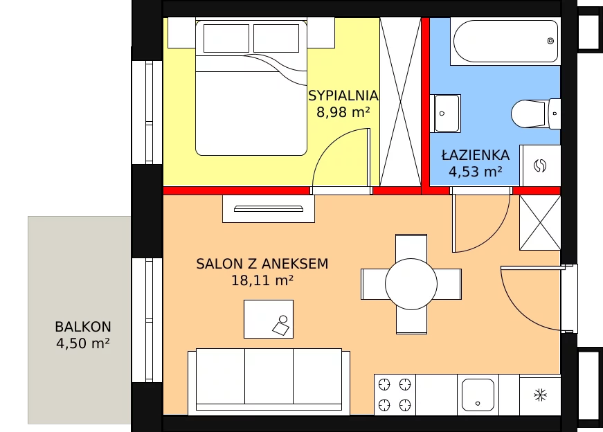 Mieszkanie 31,62 m², piętro 5, oferta nr A-65, Królewicza Park, Szczecin, Północ, Niebuszewo-Bolinko, ul. Królewicza Kazimierza