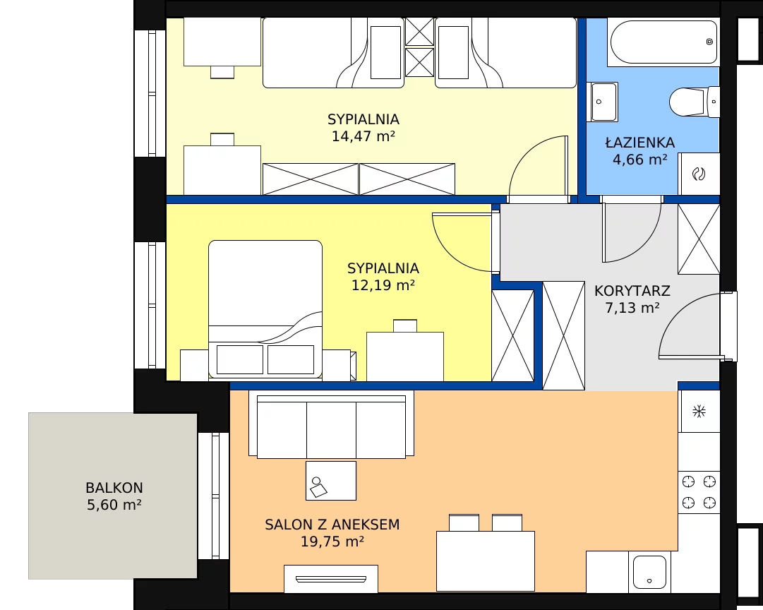 Zalety mieszkania 58.2 m², A-58