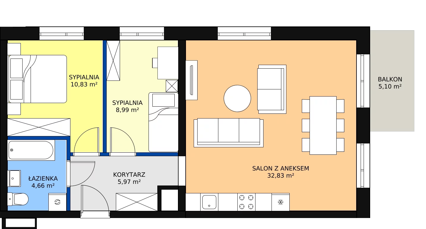 Zalety mieszkania 63.28 m², A-51