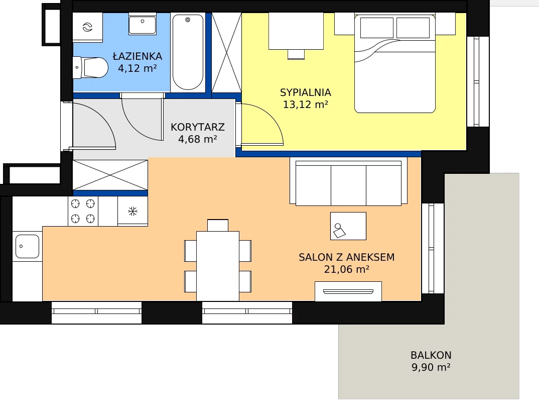Zalety mieszkania 42.98 m², C-20