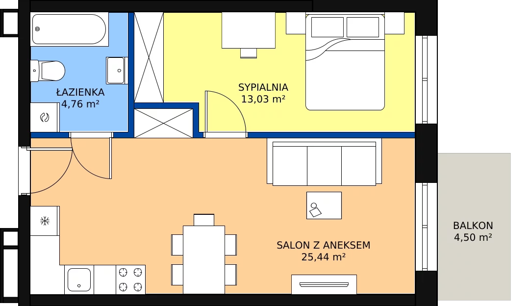 Zalety mieszkania 43.23 m², C-19