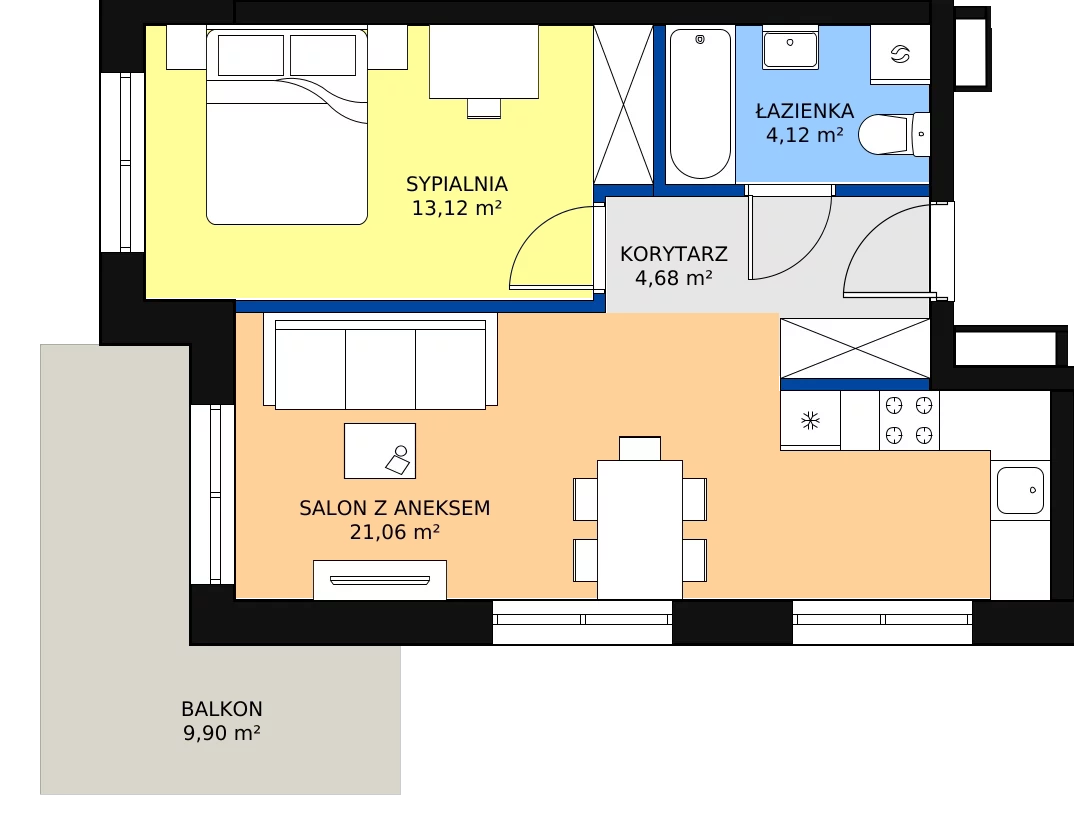 Zalety mieszkania 42.98 m², C-21