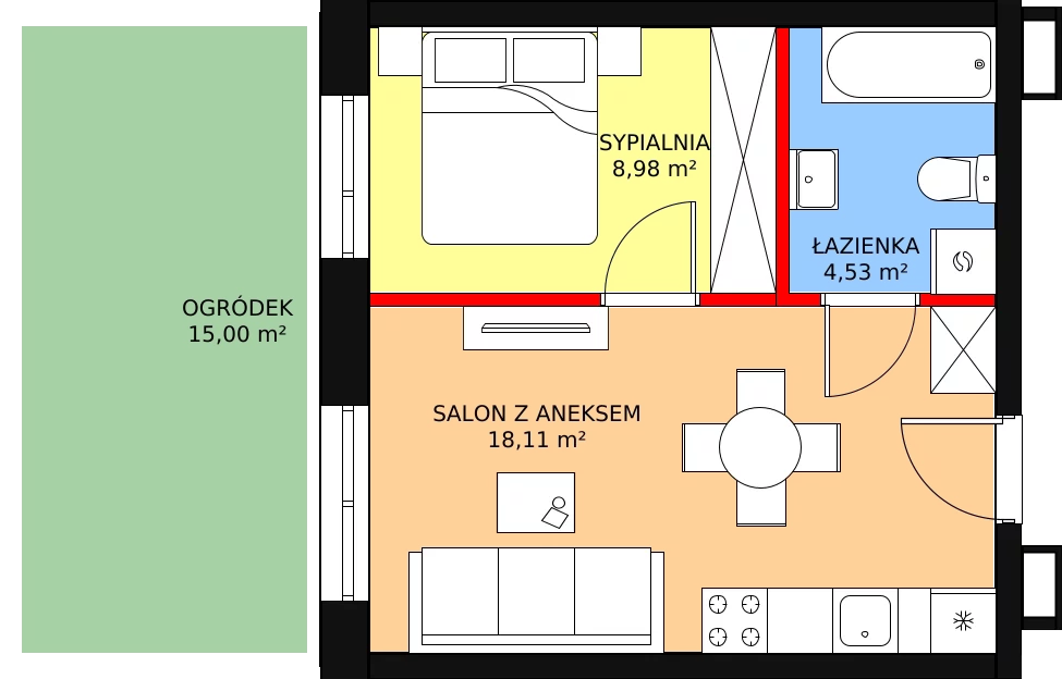 Mieszkanie 31,62 m², parter, oferta nr A-09, Królewicza Park, Szczecin, Północ, Niebuszewo-Bolinko, ul. Królewicza Kazimierza