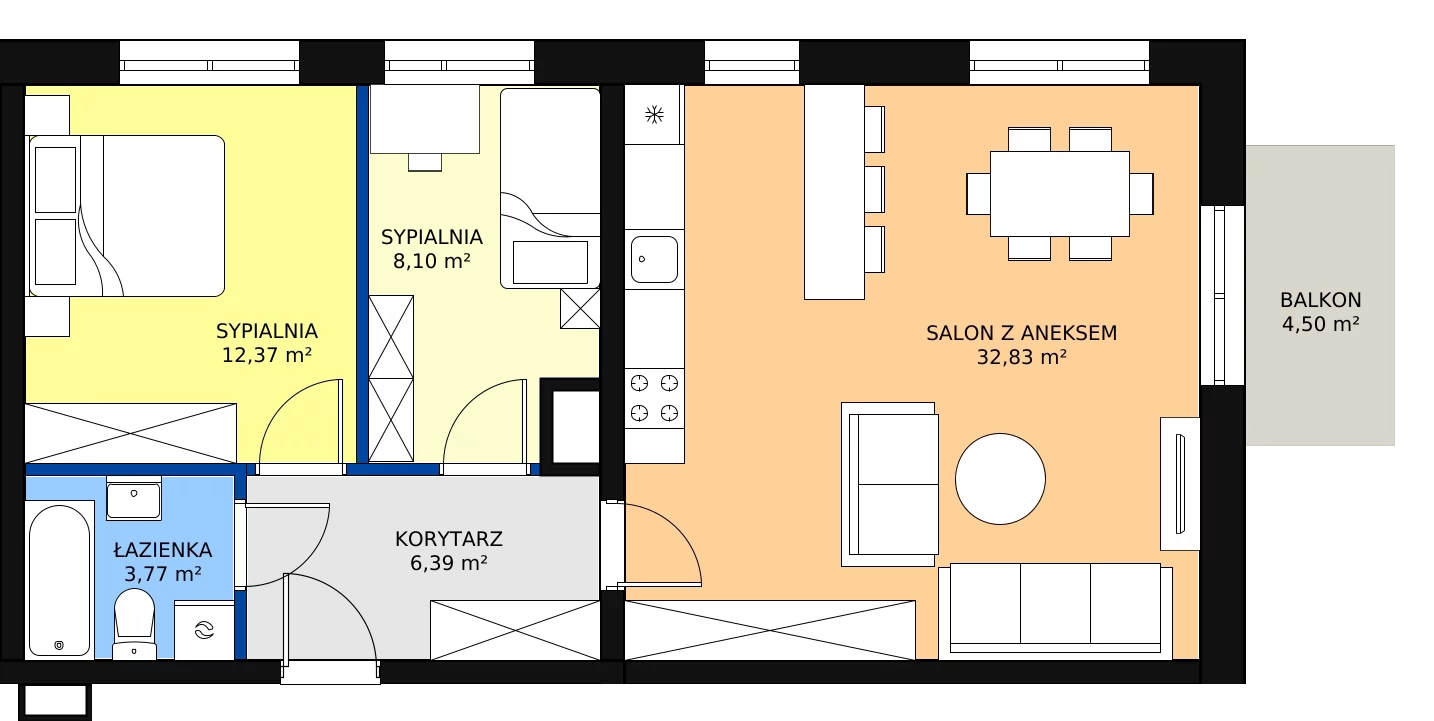 Zalety mieszkania 63.46 m², D-36
