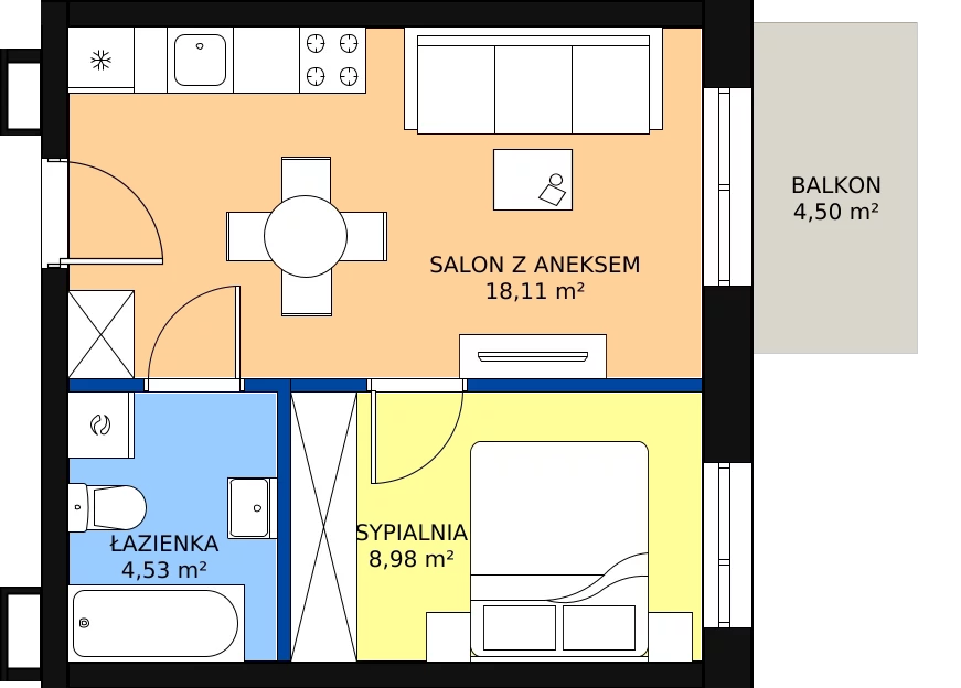 Zalety mieszkania 31.62 m², D-31