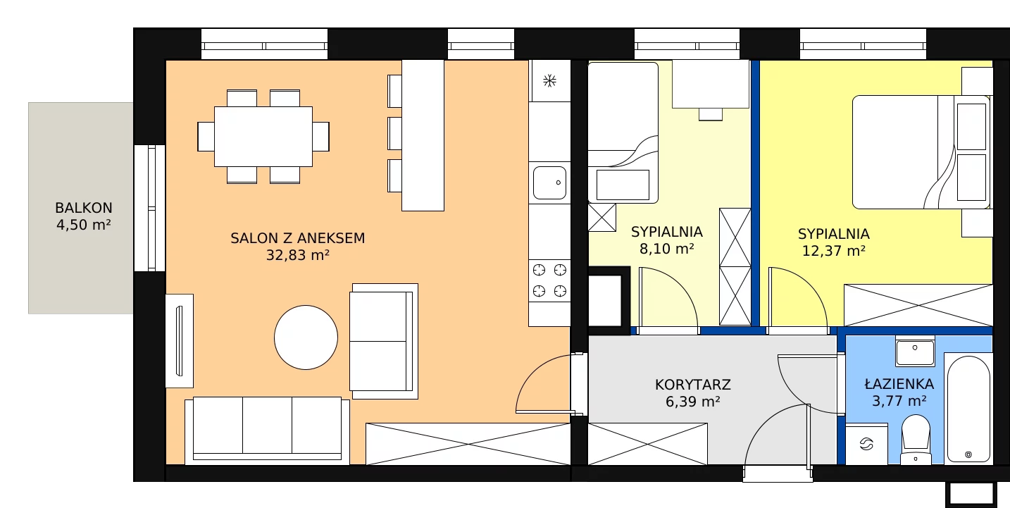 Zalety mieszkania 63.46 m², D-28